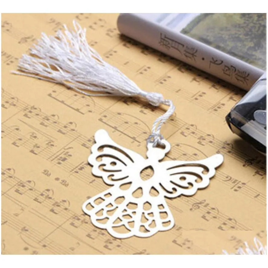 500pcs stainless steel angel eagles metal metal bookmark school supplies page holder with gift box