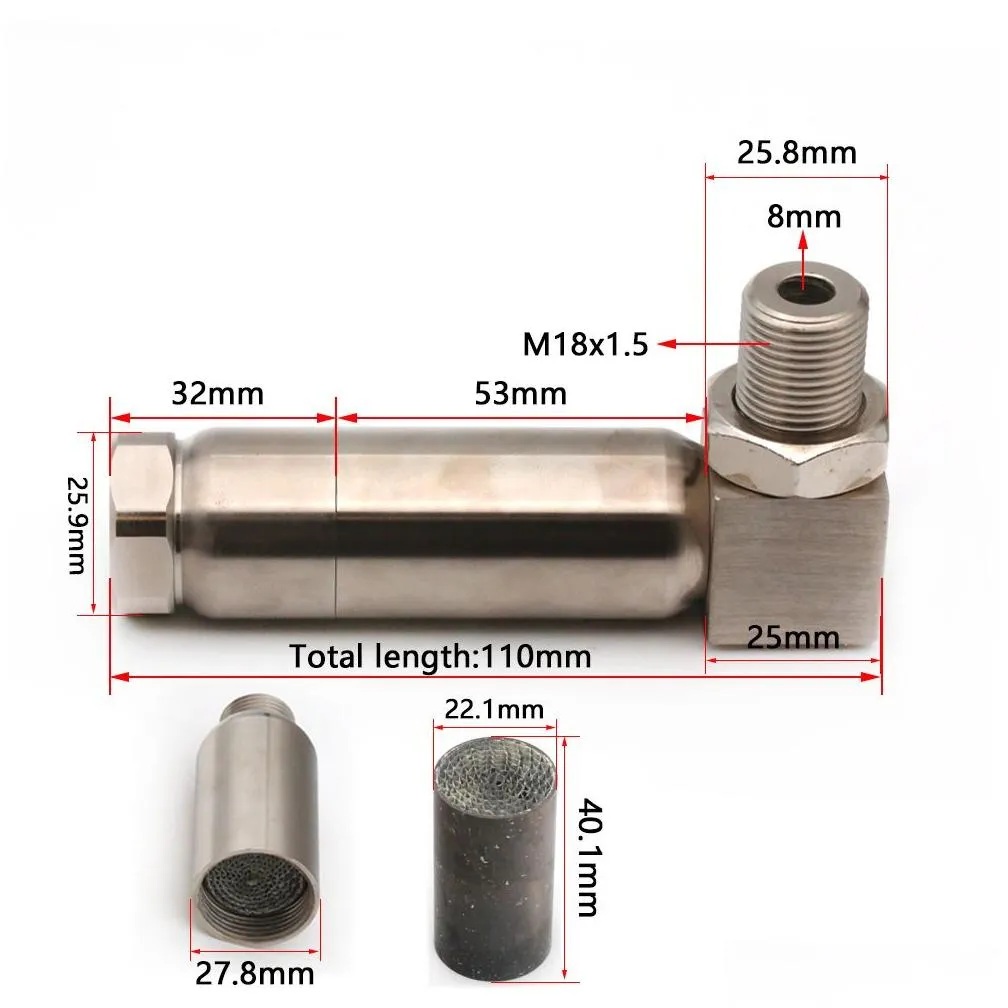 M18X1.5 90 Degree Catted O2 Sensor Spacer Adapter Angled Oxygen Extension Catalyst Simulator Check Engine Light CEL Eliminator