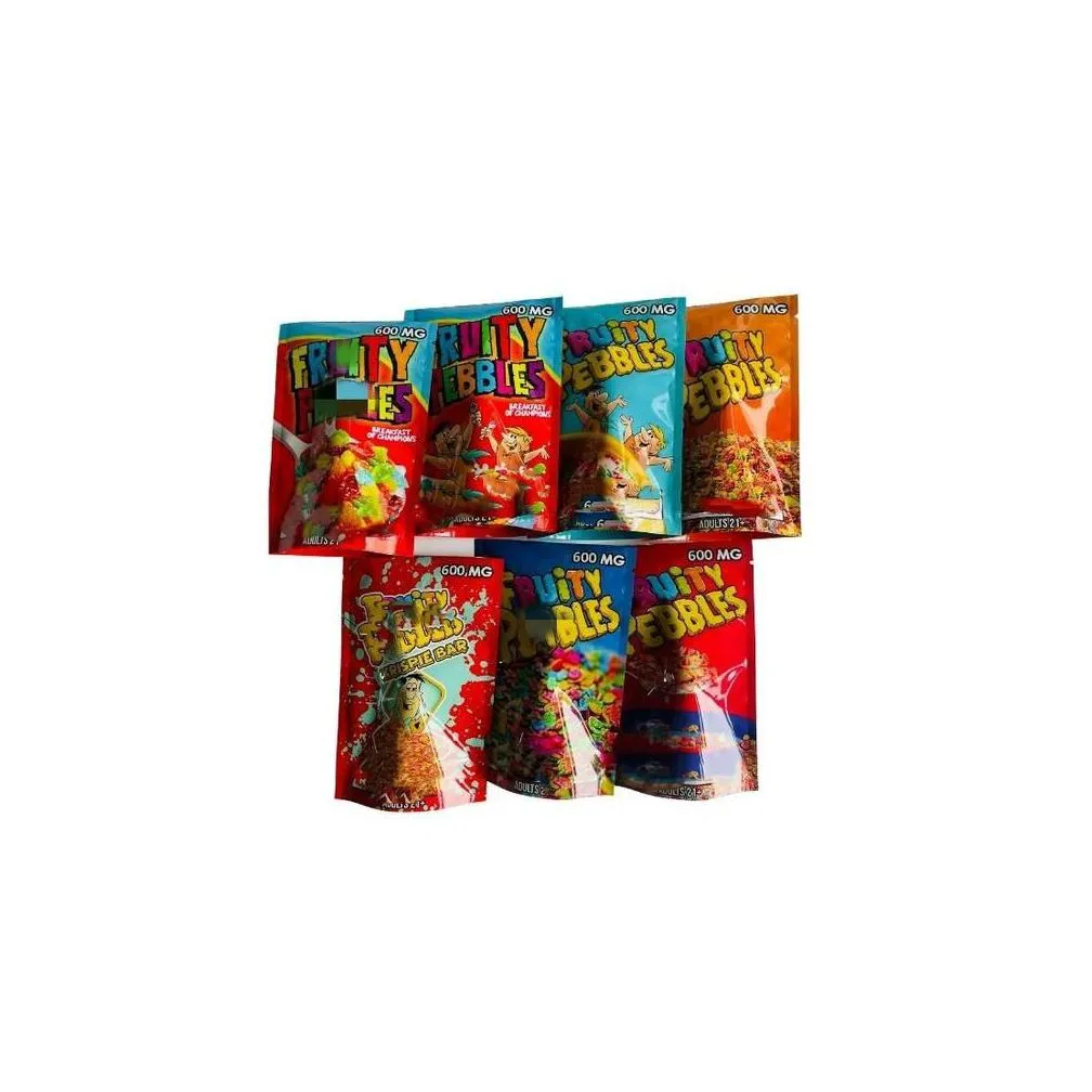 wholesale packing bags 7 design fruit pebbles fruitpebbles red stand up pouch flower 3 9x5 inches pack zipper mylar bag 10x12 5cm food storage