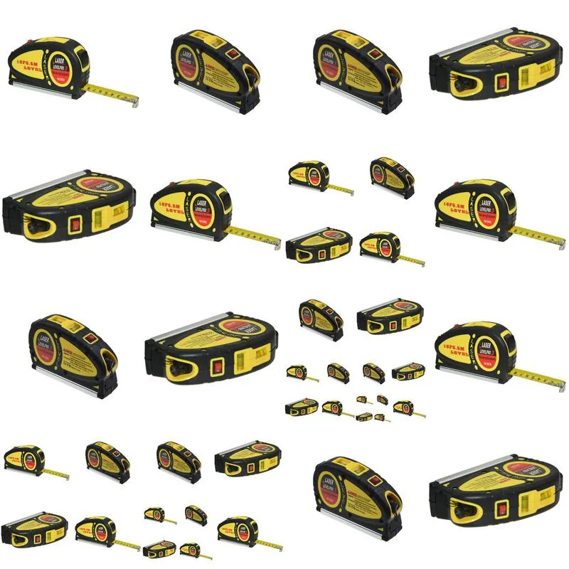 100pcs 5m portable laser level tape measure horizontal vertical line ruler align laser measurement for distance measuring