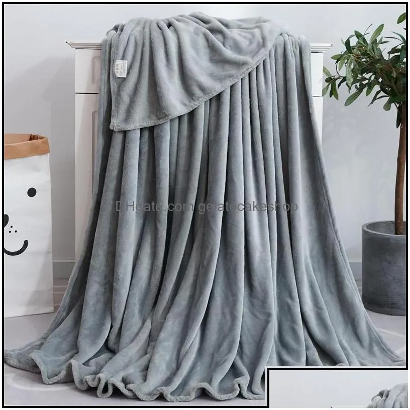 coral fleece blanket solid color flannel winter warm soft bedroom throw blankets portable light weight quilt drop delivery 2021 home