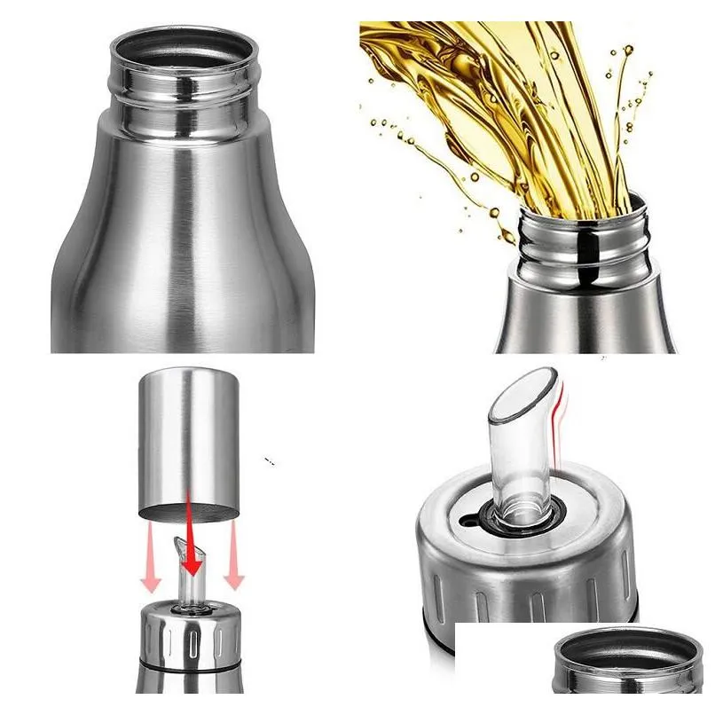 20pcs 500ml/750ml stainless steel olive oil dispenser bottle oil pourer leakproof kitchen for vinegar sauce kitchen tool