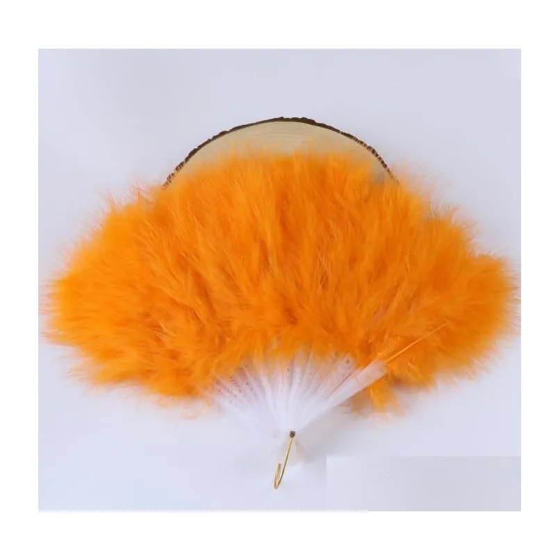 Other Event & Party Supplies Folding Fank The New Thicken Elegant Feather Fan Halloween Party Stage Performances Craft Fans Christmas Dhkyg