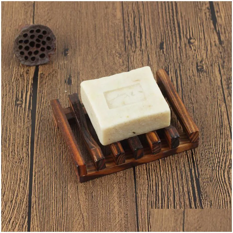 Soap Dishes Wholesale New Handmade Natural Wooden Bathroom Wood Soap Dish Kitchen Tub Sponge Storage Rack Holder Drop Delivery Home Ga Dhafp