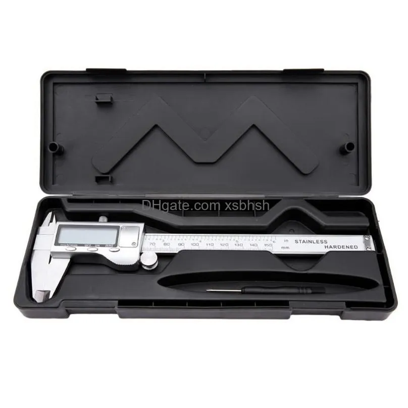 dhs 20pcs 150mm 6 lcd digital vernier caliper electronic gauge micrometer precision tool silver with box