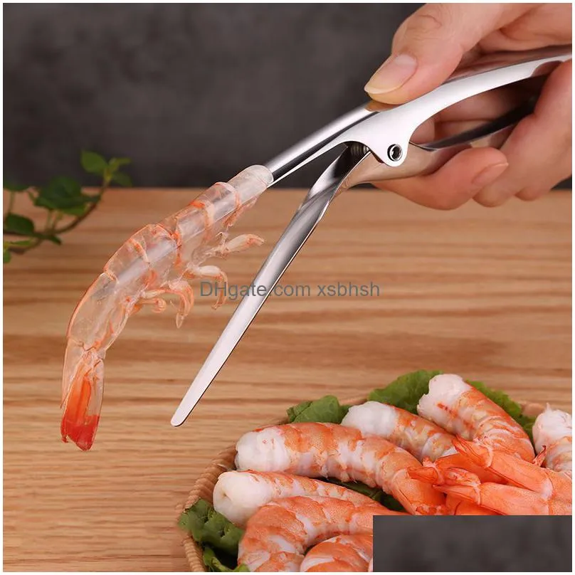 100pcs 304 stainless steel shrimp peeler prawn deveiner fishing knife lobster shell remover peel device kitchen seafood tool