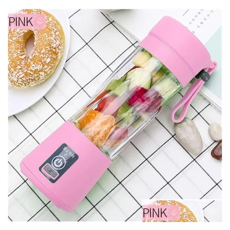 380ml 4/6 Blades Mini Portable Electric Fruit Juicer USB Rechargeable Smoothie Maker Blender Machine Sports Bottle Juicing Cup