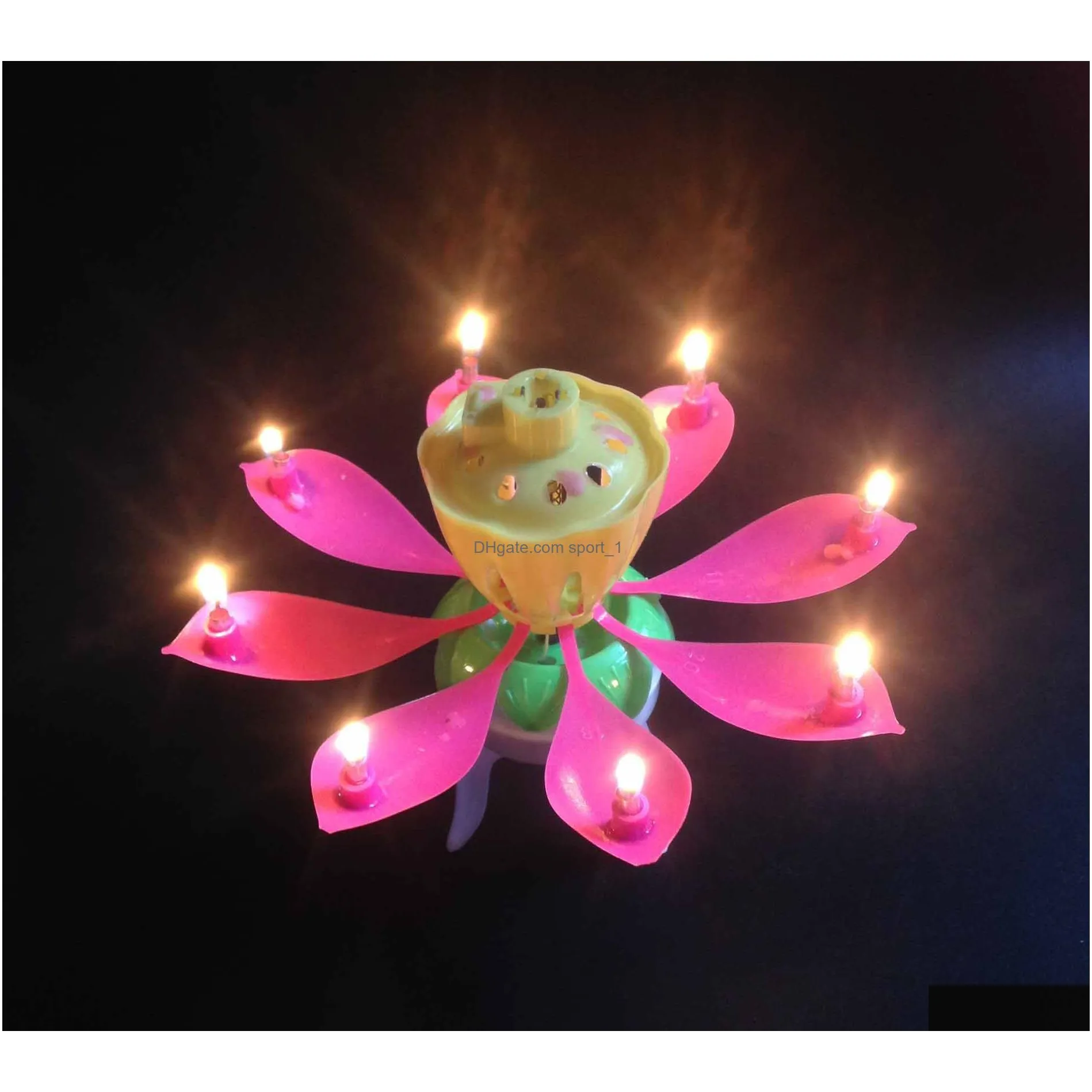 music candle colorful petals children birthday party lotus sparkling flower candles squirt blossom flame cake accessory gift