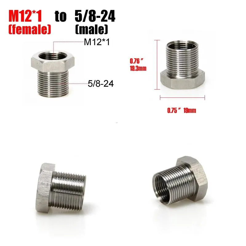 M12*1 Female To 5/8-24 Male Thread Adapter Fuel Filter Stainless Steel SS Solvent Trap Adapter for Napa 4003 Wix 24003