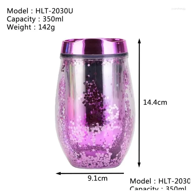 Water Bottles Double Layered Acrylic Gold Onion Glitter Creative Electroplating Gradient Color Cup