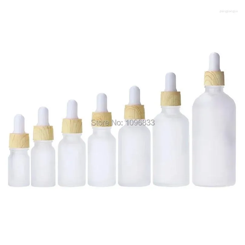 Storage Bottles 5ml 10ml 15ml 50ML 100ML Cosmetic Packing Container Refillable White Rubber Frost Glass Essential Oil Bottle With