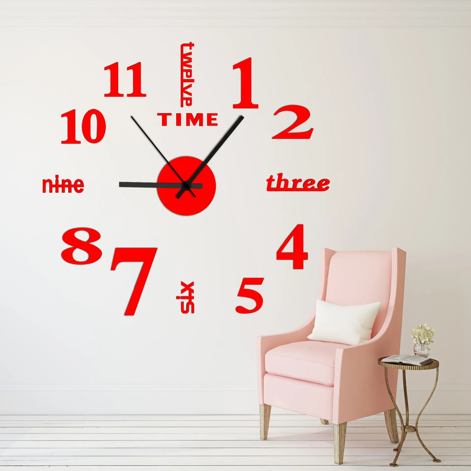 acrylic craft clock frameless clock silent wall clock creative self-adhesive clock household living room wall clock