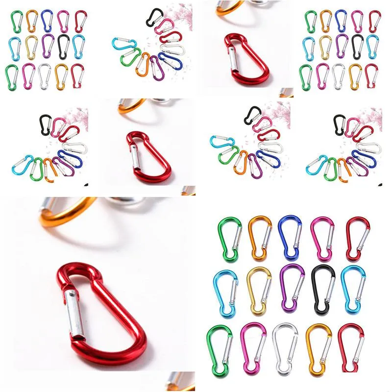 2000pcs aluminum alloy carabiner spring snap clip hooks keychain climbing hiking outdoor activities