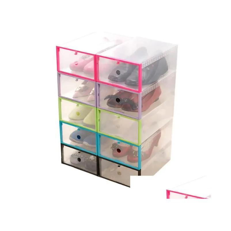 Storage Boxes & Bins 50Pcs Clear Transparent Der Case Plastic Shoe Boxes Home Storage Organizer Stackable Shoes Box 29X21X12Cm Za6284 Dhnjd