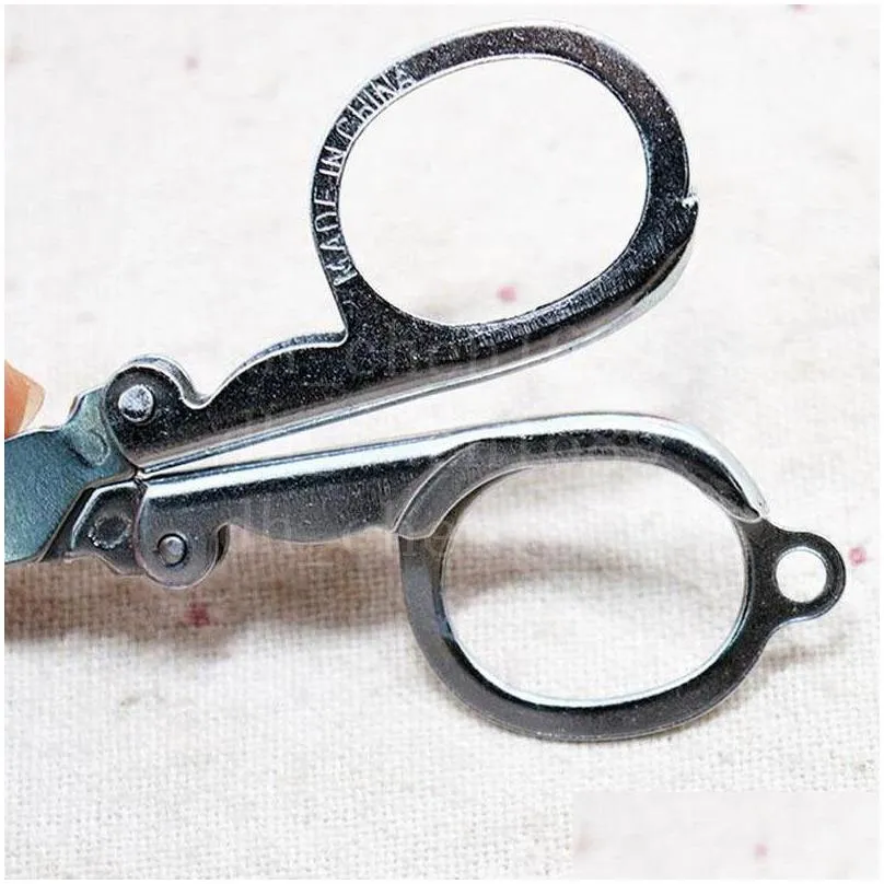2022home portable folding stainless steel scissors mini folding scissors travel trip tool silver