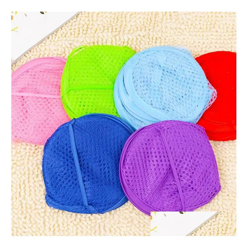 100pcs mesh fabric foldable  up dirty clothes washing laundry basket bag bin hamper storage for home housekeeping