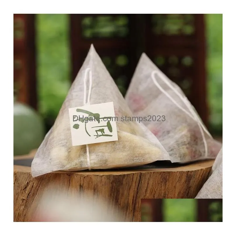 Coffee & Tea Tools 2000Pcs Colander Strainer Label Corn Fiber Tea Bags Pyramid Shape Heat Sealing Filter Teabags Pla Biodegraded Filte Dhvsn