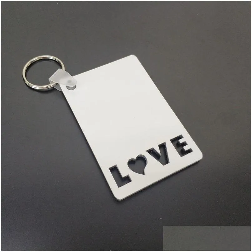 sublimation blank keychain pendant mdf double sided heat transfer keychains luggage decoration keyring diy birthday gift 75x50x3mm