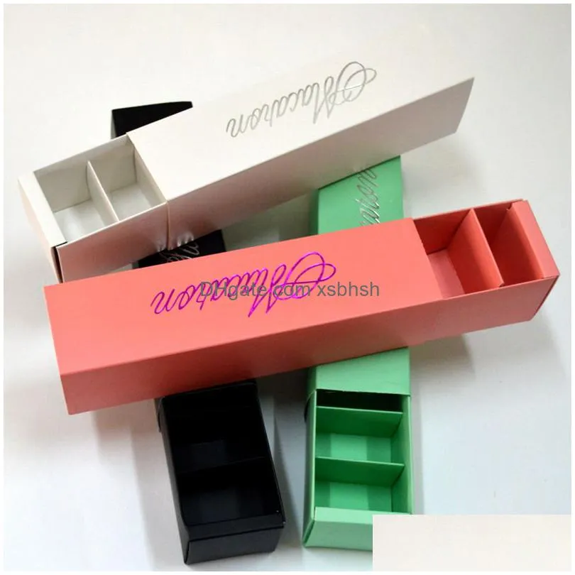 wholesale 6 colors macaron packaging wedding candy favors gift laser paper boxes 6 grids chocolates box/cookie box