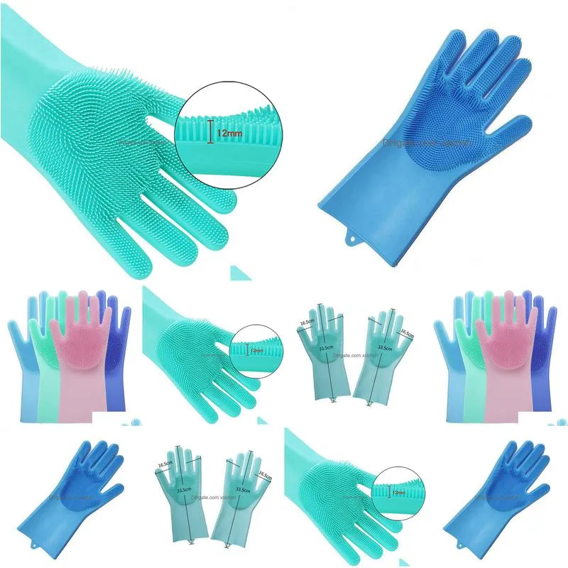 30pair silicone rubber dish washing gloves eco-friendly scrubber cleaning for multipurpose kitchen bed bathroom tools