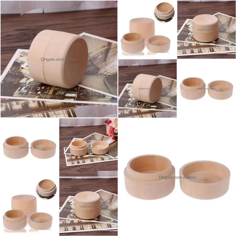 100pcs small round wooden gift box wooden storage box ring box vintage jewelry case wedding accessories de3443