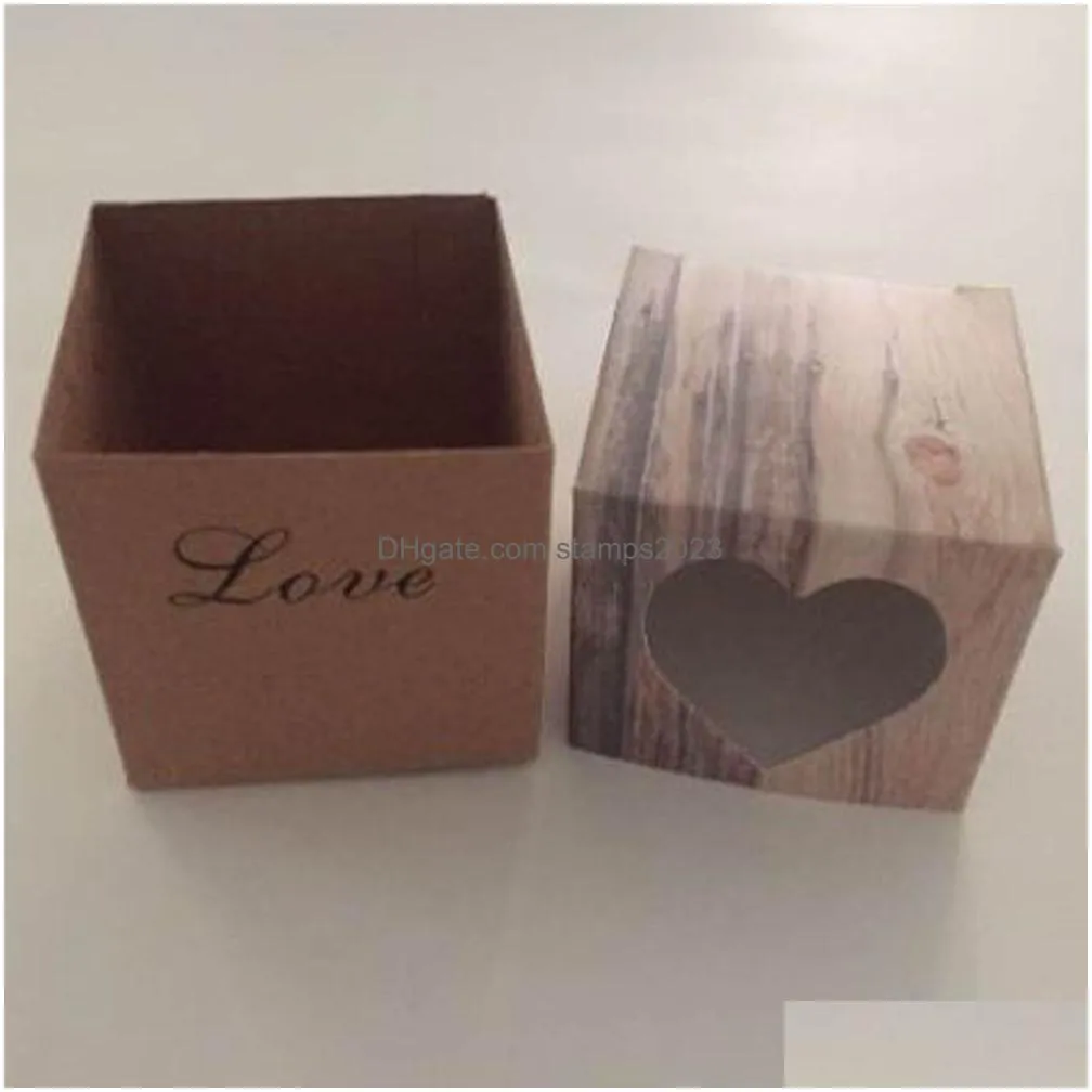 Gift Wrap 500Pcs Gift Wrap Kraft Paper Hollow Out Love Heart Favor Box Wedding Birthday Party Handmade Soap Jewelry Candy Packaging Dr Dhl5Y