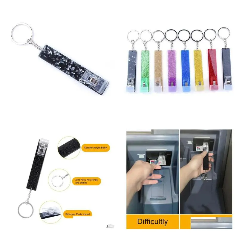 Other Festive & Party Supplies Credit Card Pler Keyring Party Favor Glitter Acrylic Bank Cards Grabber Keychain For Long Nail Tool Sn4 Dhw5X