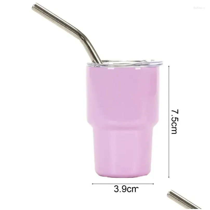 Mugs Straw Cup For Iced Coffee Beverages Versatile 60ml Stainless Steel With Lid Minimalistic Anti-rust Water Cocktails