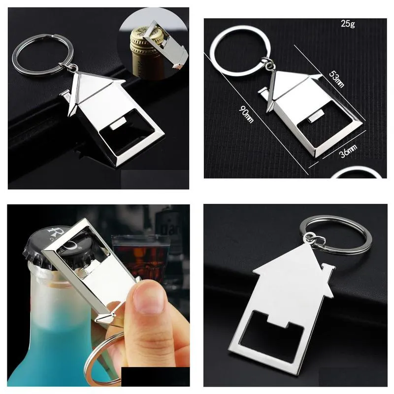 house shaped bottle opener keychain personalized wedding gifts souvenirs birthday christmas gifts for guests wholesale sn2296