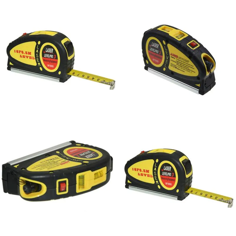 100pcs 5m portable laser level tape measure horizontal vertical line ruler align laser measurement for distance measuring