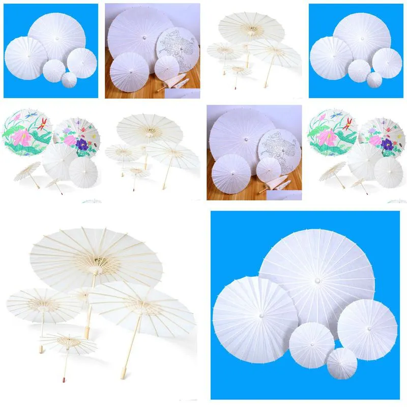  20/30/40/60cm handmade colored paper umbrella traditional kids diy painting paper umbrella decor arts and crafts supplies sn