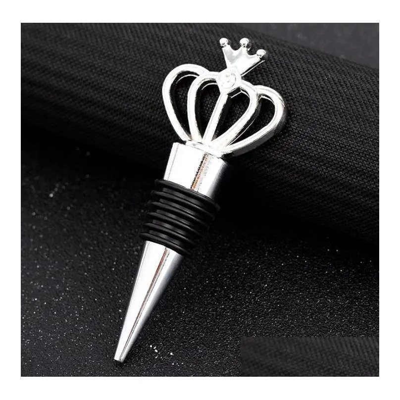 diamond crown wine bottle stopper silver stoppers home kitchen bar tool metal seal stoppers wedding guest gifts sn214