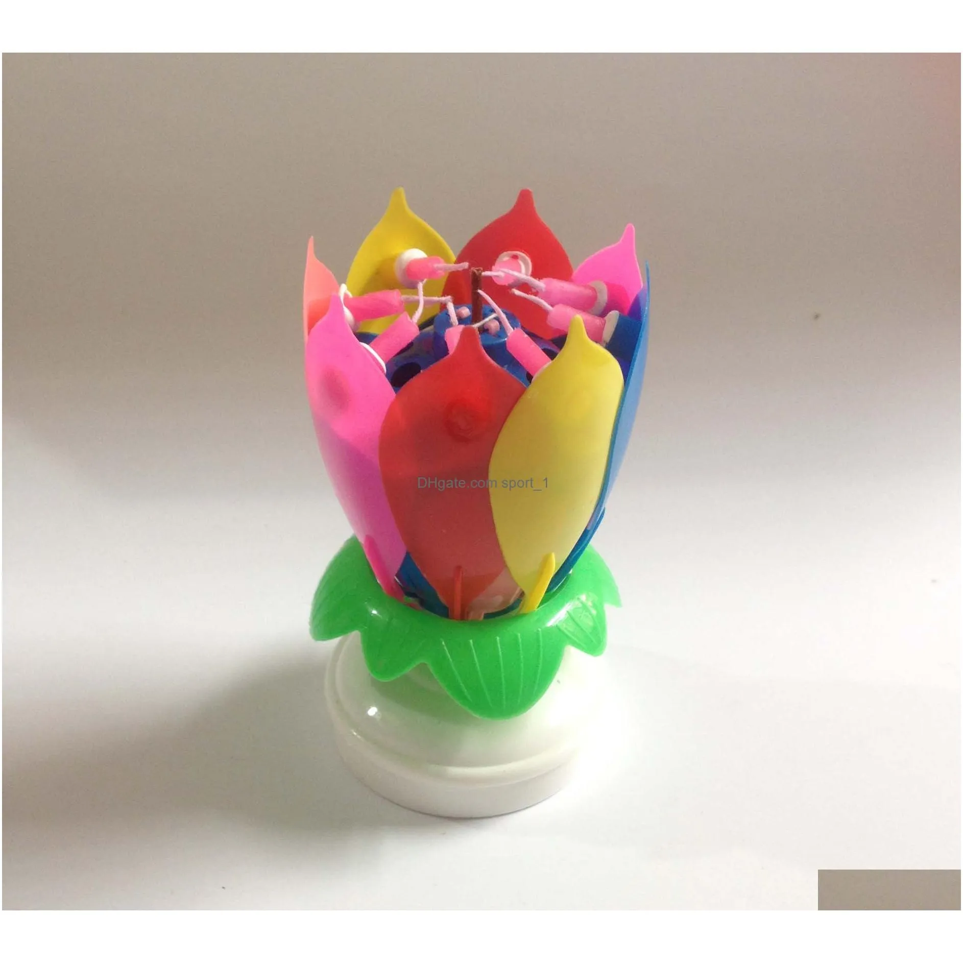 music candle colorful petals children birthday party lotus sparkling flower candles squirt blossom flame cake accessory gift