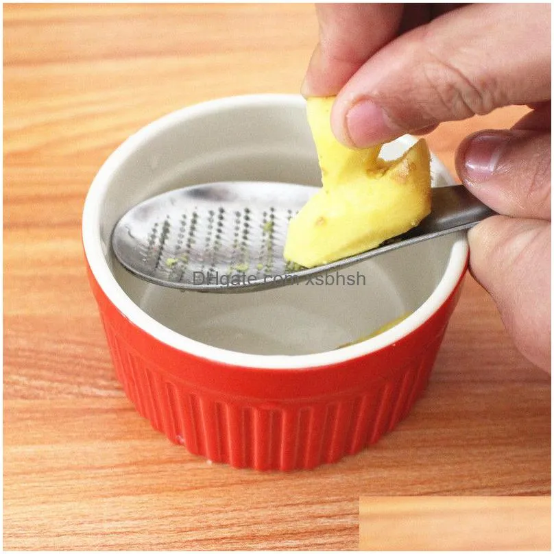 100pcs/lot kitchen stainless steel lemon mixer ginger grater wasabi garlic grinding tools cheese grater mixing spoon