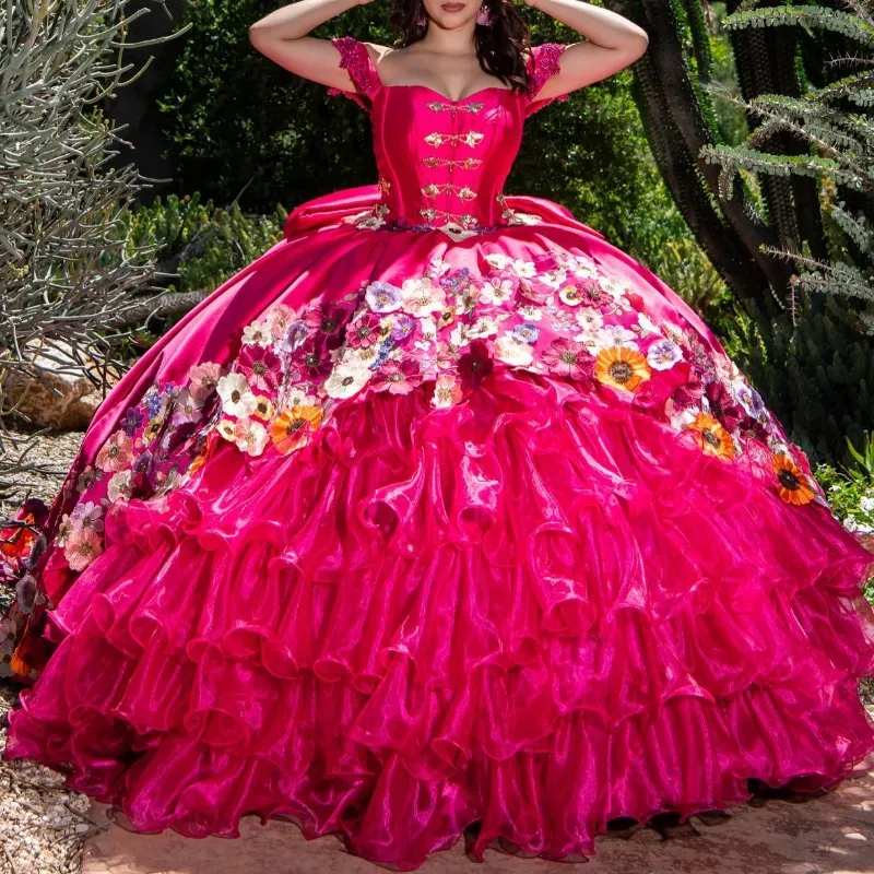 Sexy Sweetheart Quinceanera Dresses Color Appliques Tull Tiered vestidos de 15 anos Vintage Sweet 16 Birthday Gowns Misquince XV
