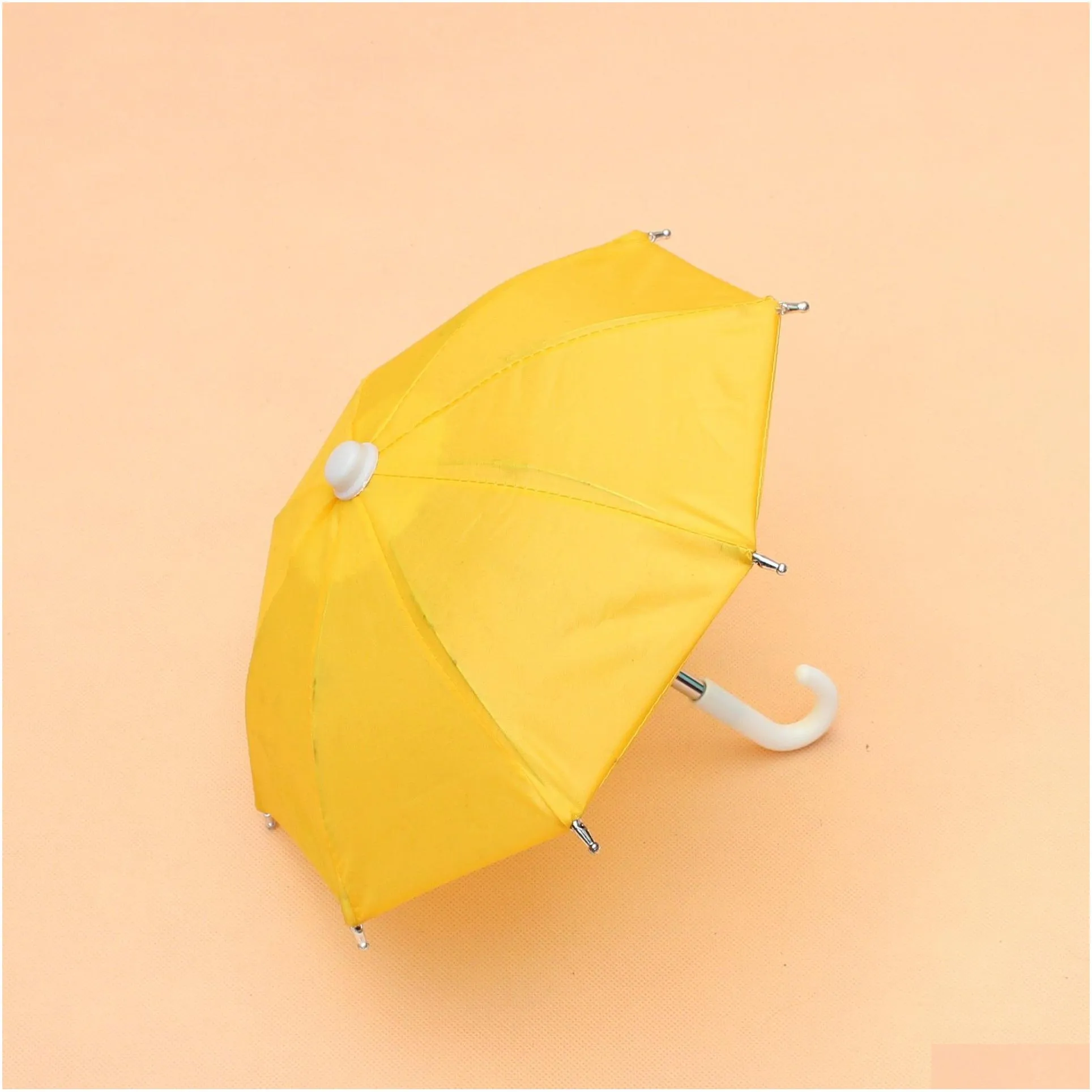 Umbrellas 100Pcs Solid Color Mini Children Umbrella Party Gift Toy Prop Decorative Umbrellas Straight Shank Bending Handle Drop Delive Dhs4R