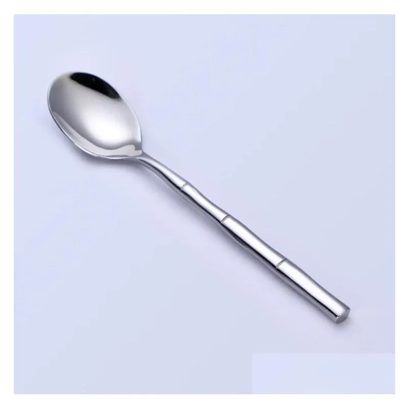 30set stainless steel bamboo cutlery set tableware dinnerware mirror polish silver cutlery dinner knives forks sn2272
