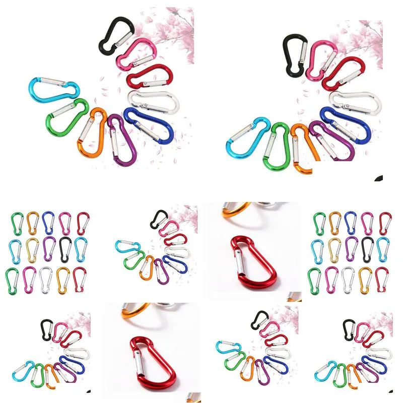 2000pcs aluminum alloy carabiner spring snap clip hooks keychain climbing hiking outdoor activities