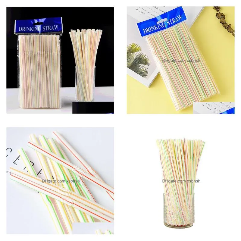 100pcs/bag disposable plastic drinking straw colorful bend drink straws fruit juice milk tea pipe bar party accessory sn2111