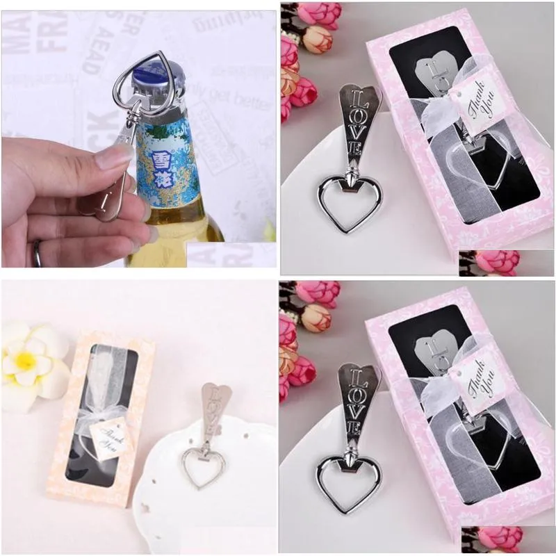 100pcs love bottle opener key wine opener heart shape beer bottle opener wedding favor gift with pink box