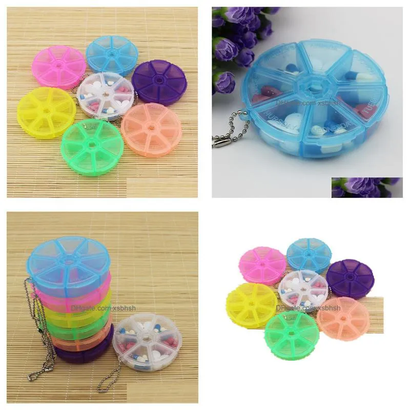 500pcs 7 day weekly round plastic pill medicine organizer dispenser travel holder tablet box container boxes 