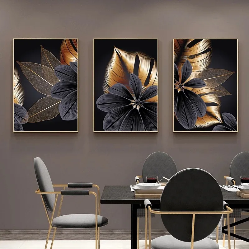 golden leaf plant decorative painting home porch living room hanging picture frameless painting core