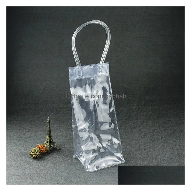 wholesale 200pcs pvc wine beer champagne drink cooler chiller pouch wine bottle ice bag for parties dhs