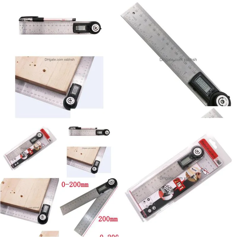 wholesale quevinal 50pcs practical 2 in 1 digital angle ruler 360 degree 200mm electronic digital angle meter angle