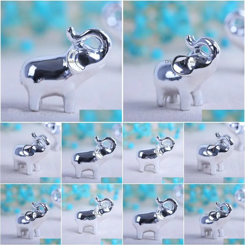 wedding favor and souvenir--lucky in love silver - finish lucky elephant place card holders 500 pcs/lot