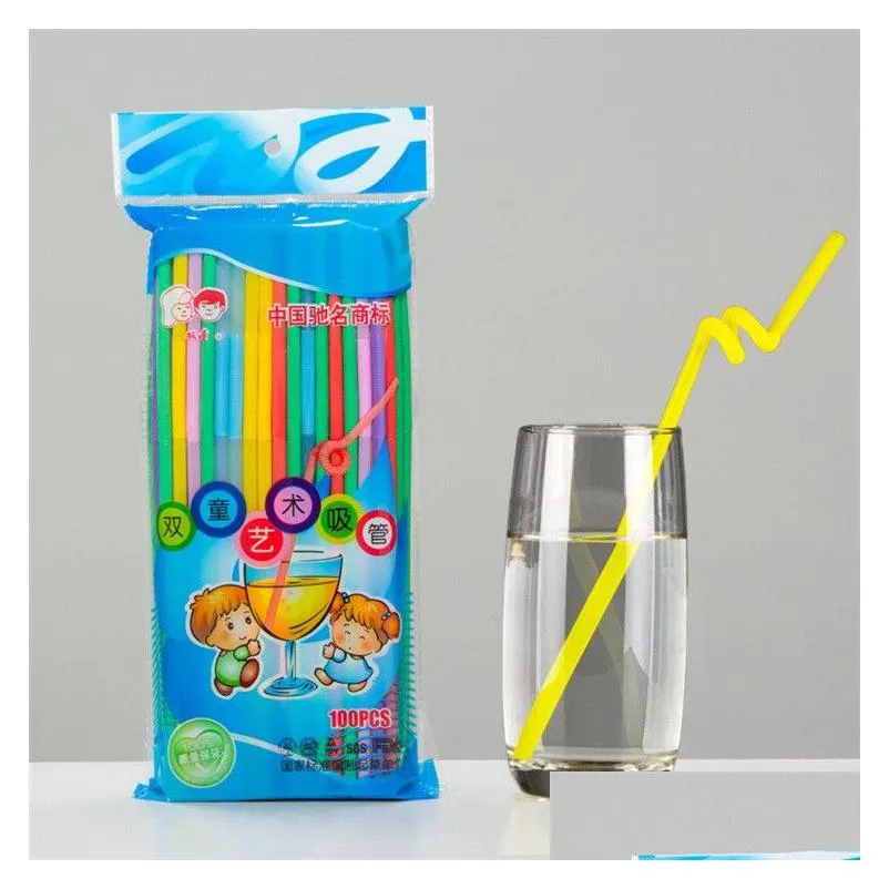 3600pcs plastic drinking straw 6x260mm export to japan extendable flexible drink straws colored ems 