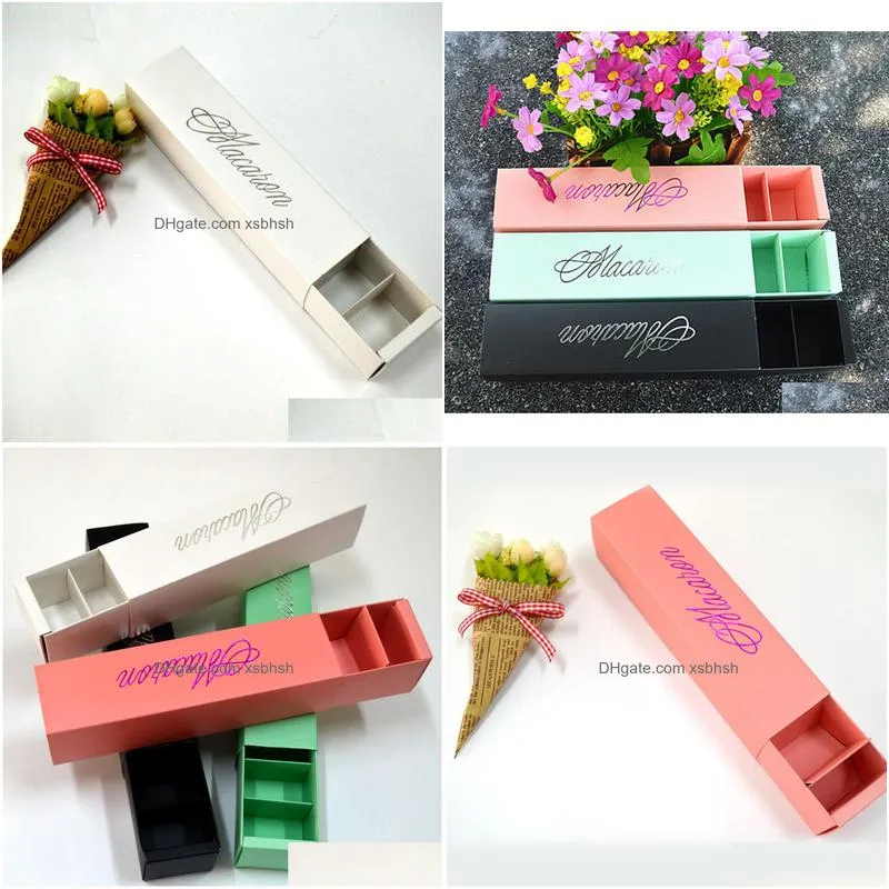 wholesale 6 colors macaron packaging wedding candy favors gift laser paper boxes 6 grids chocolates box/cookie box