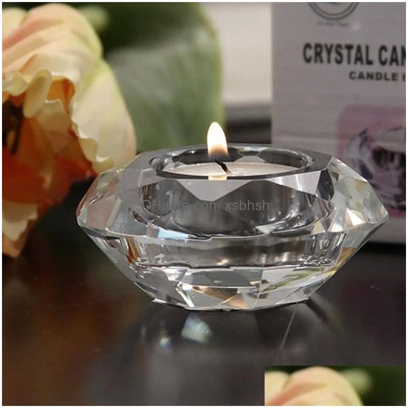 50pcs wedding candle favors crystal diamond shape heart shape tealight candle holder bridal shower party favors gift wen6011
