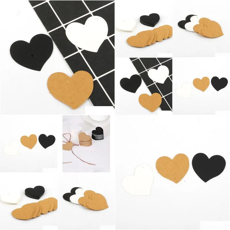 Greeting Cards 550Pcs 4.5X4Cm Heart Shape Kraft Paper Cards Gift Tag Price Note For Diy Festival Blessing Birthday Wedding Drop Delive Dh8Tw