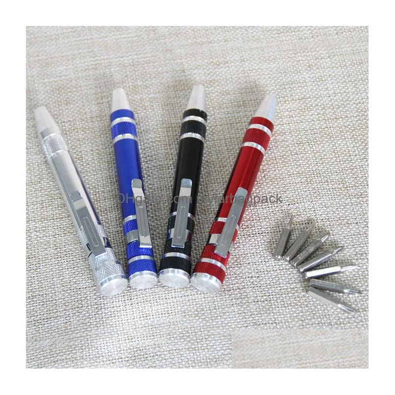 Screwdrivers 8 In 1 Precision Magnetic Pen Style Screwdriver Screw Bit Set Slotted Phillips Torx Hex V1.5-3.5 Repair Portable Tool 4 C Dhtwv
